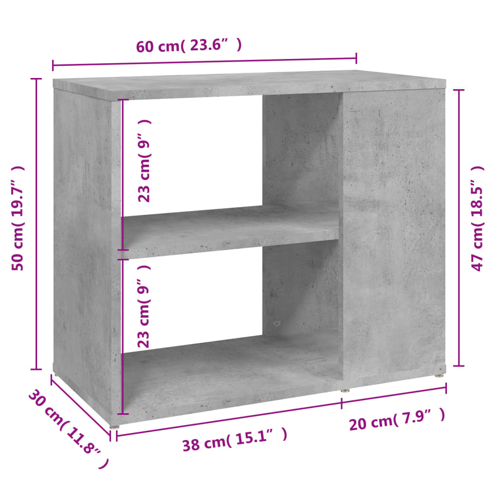 vidaXL Side Cabinet Concrete Grey 60x30x50 cm Engineered Wood