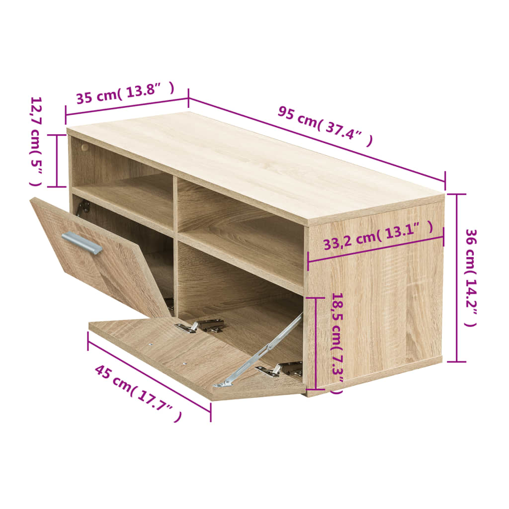 vidaXL TV Cabinet Engineered Wood 95x35x36 cm Oak