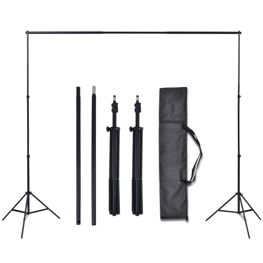 vidaXL Photo Studio Kit with 3 Cotton Backdrops Adjustable Frame 3x5m