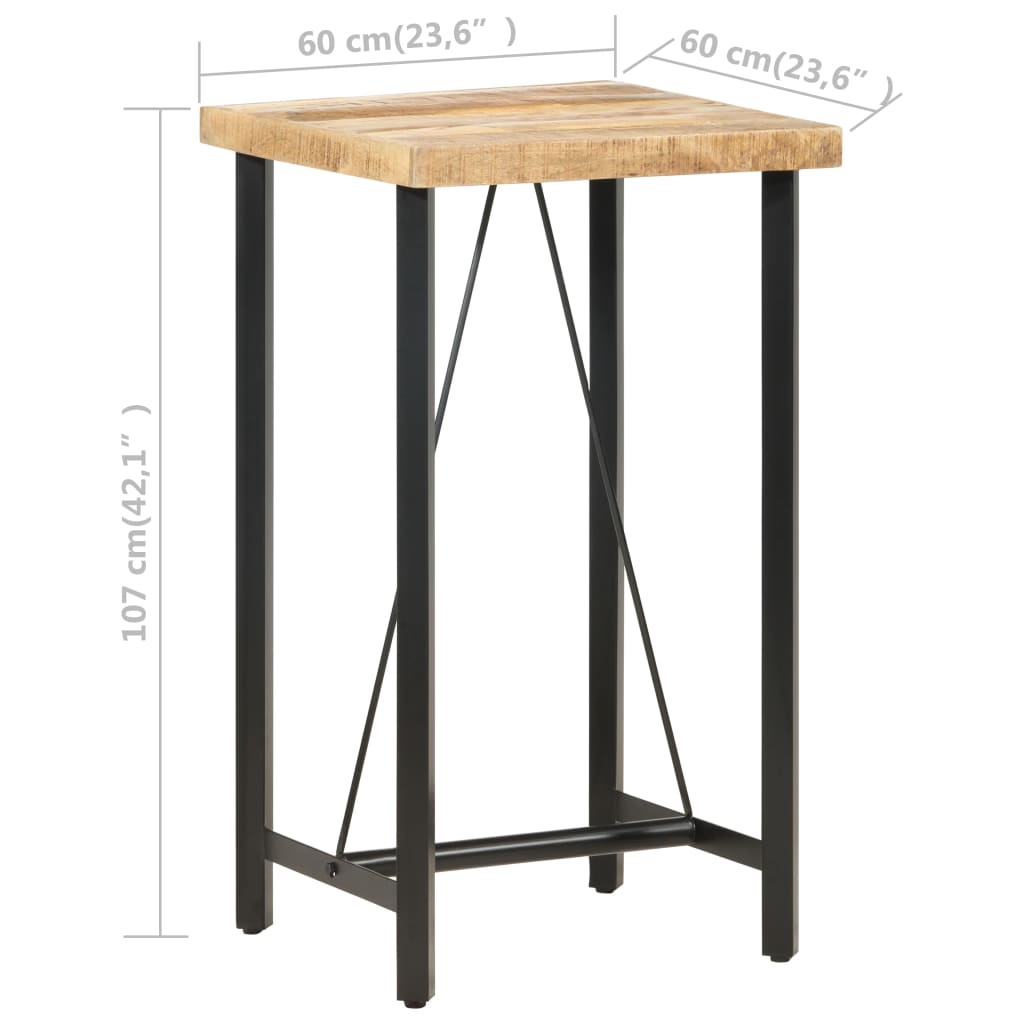 vidaXL Bar Table 60x60x107 cm Rough Mango Wood