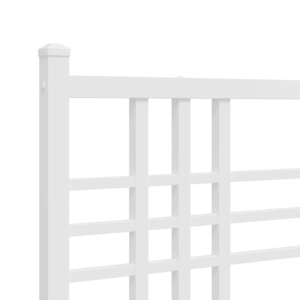 vidaXL Metal Bed Frame with Headboard White 183x213 cm