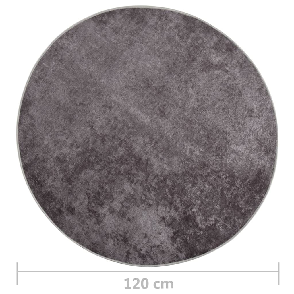 vidaXL Rug Washable φ120 cm Grey Anti Slip