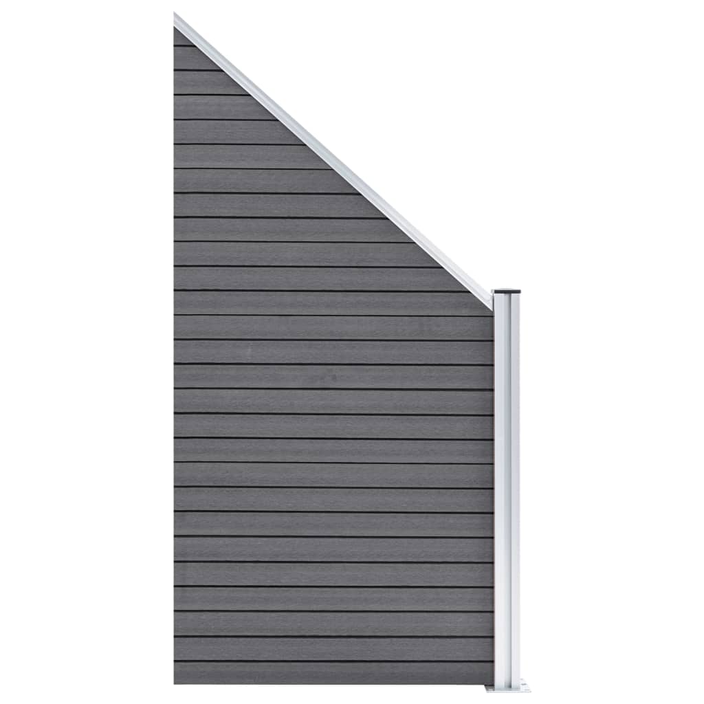 vidaXL WPC Fence Set 6 Square + 1 Slanted 1138x186 cm Grey