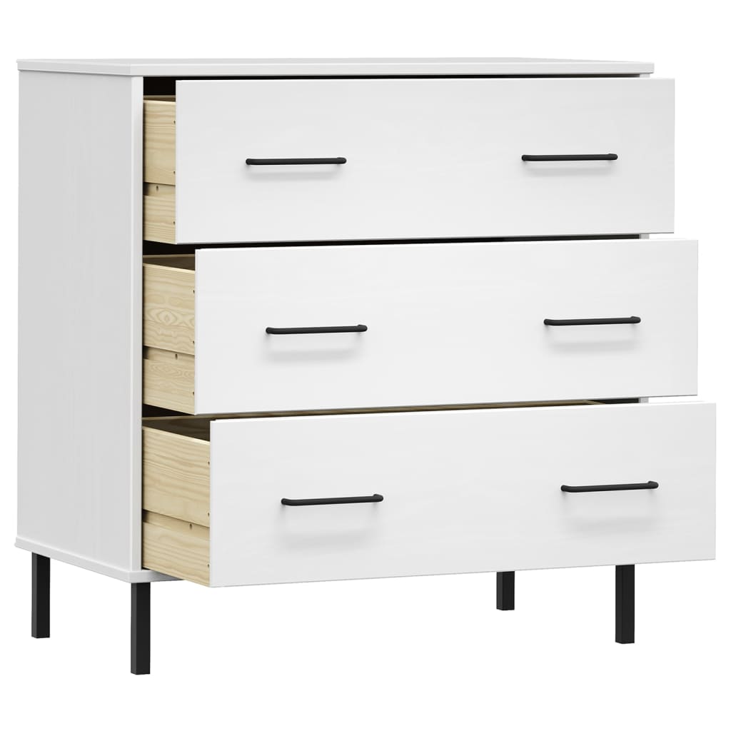 vidaXL Sideboard with 3 Drawers White 77x40x79.5 cm Solid Wood OSLO