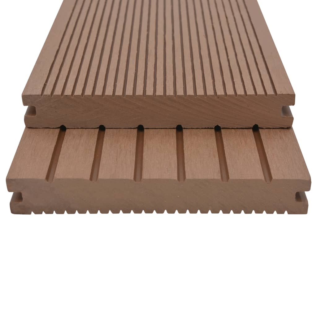 vidaXL WPC Solid Decking Boards with Accessories 10m² 2.2m Light Brown