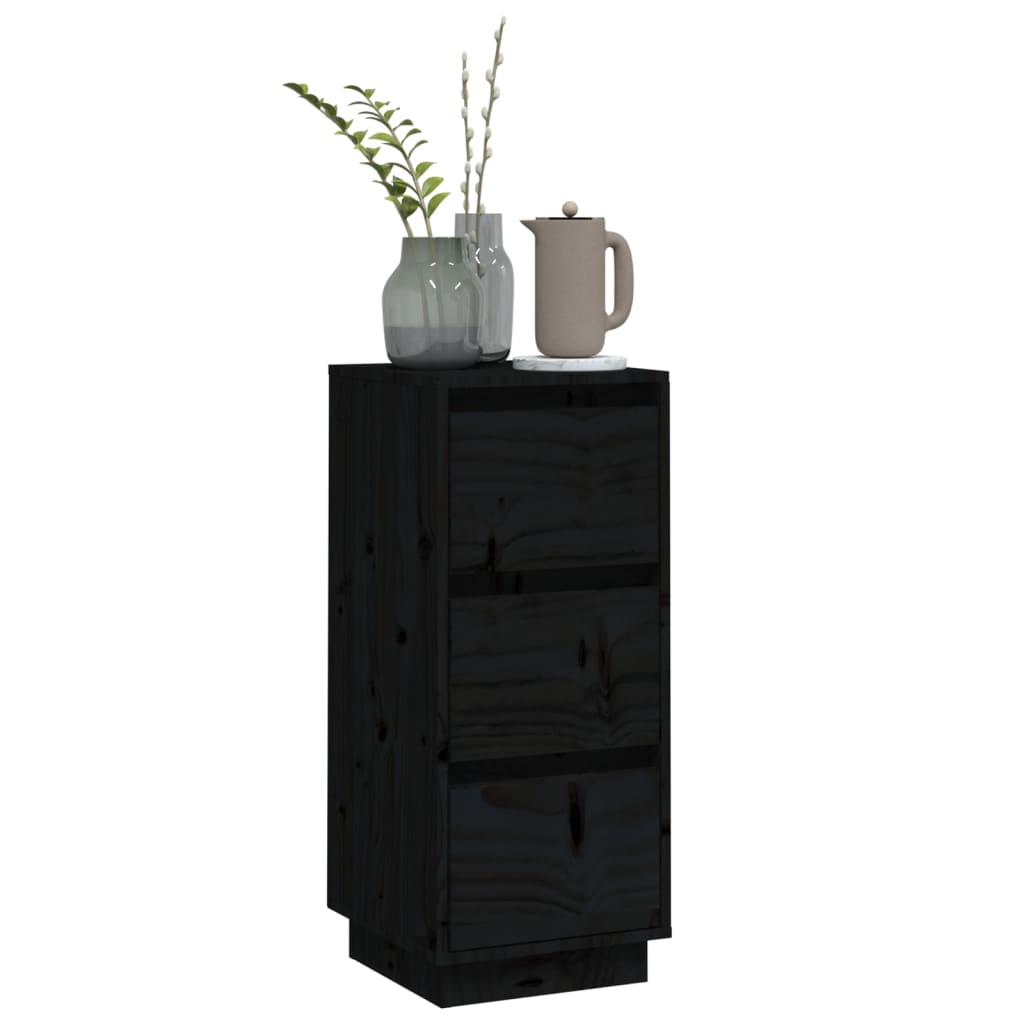 vidaXL Sideboard Black 32x34x75 cm Solid Wood Pine