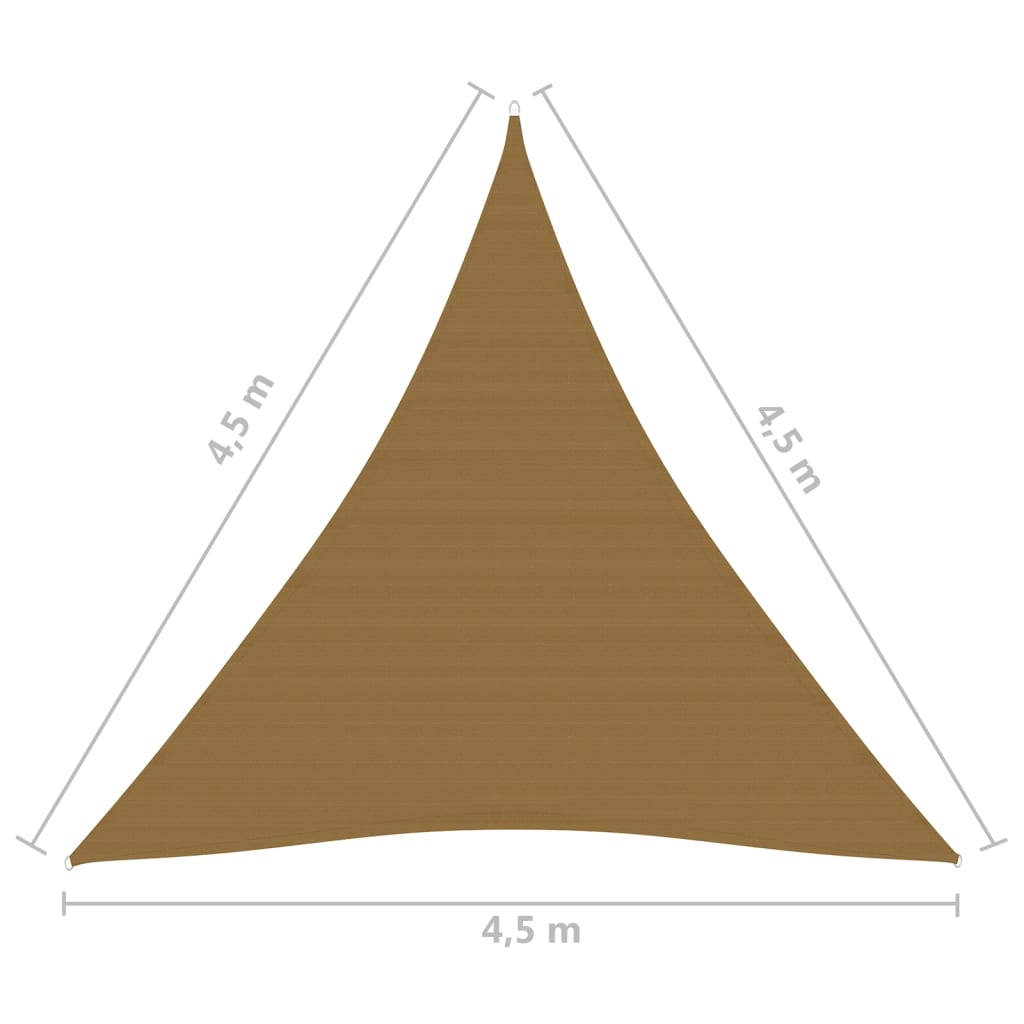 vidaXL Sunshade Sail 160 g/m² Taupe 4.5x4.5x4.5 m HDPE