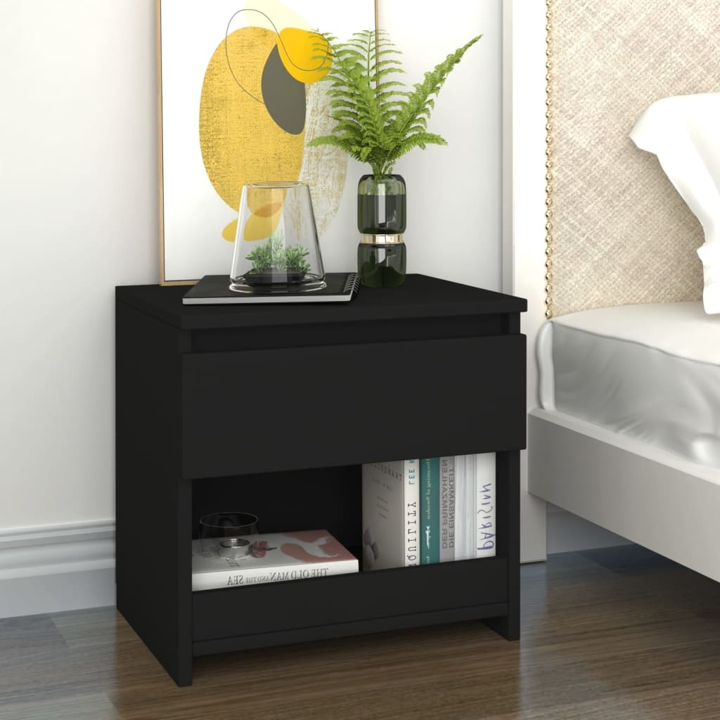 vidaXL Bedside Cabinet Black 40x30x39 cm Engineered Wood