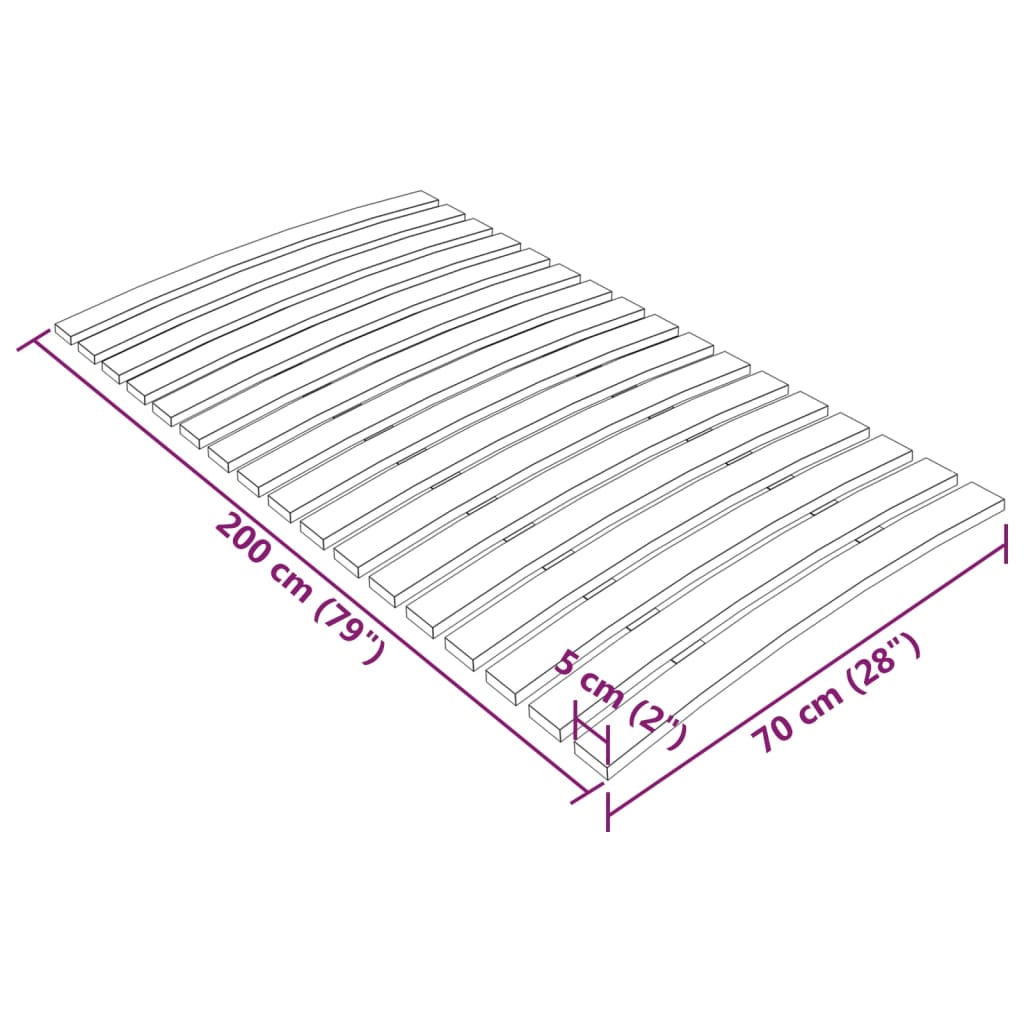 vidaXL Slatted Bed Base with 17 Slats 70x200 cm