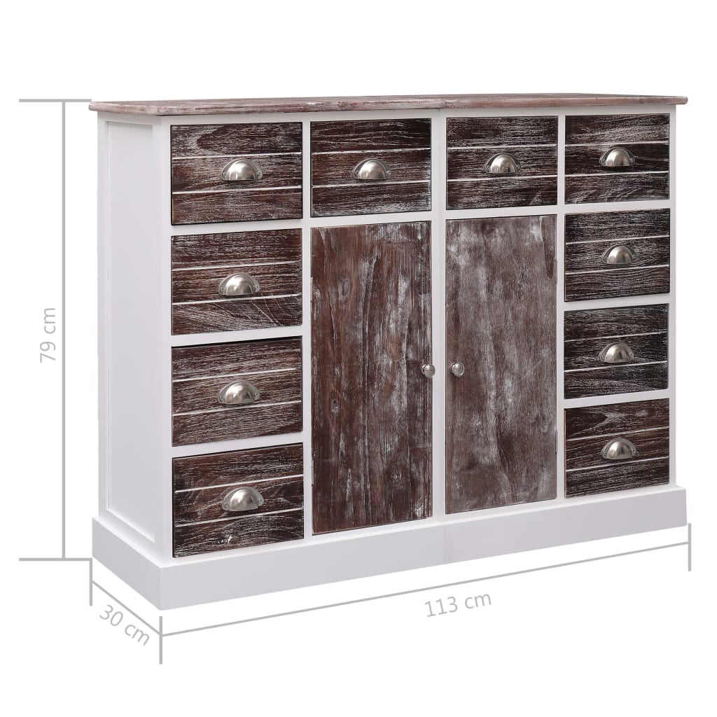 vidaXL Sideboard with 10 Drawers Brown 113x30x79 cm Wood