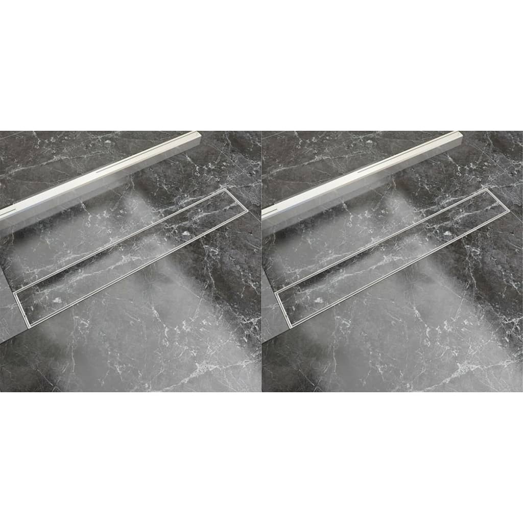 vidaXL Linear Shower Drain 2 pcs 730x140 mm Stainless Steel