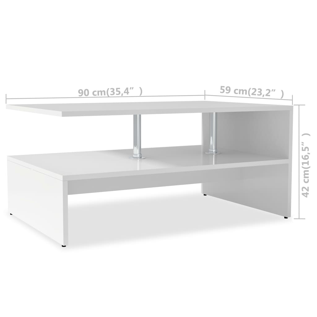 vidaXL Coffee Table Engineered Wood 90x59x42 cm White