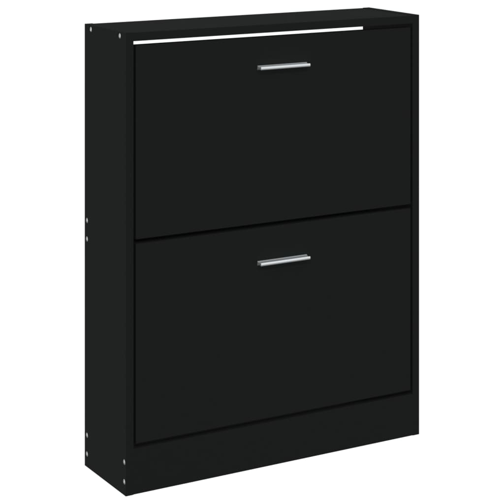 vidaXL Shoe Cabinet Black 59x17x81 cm Engineered Wood