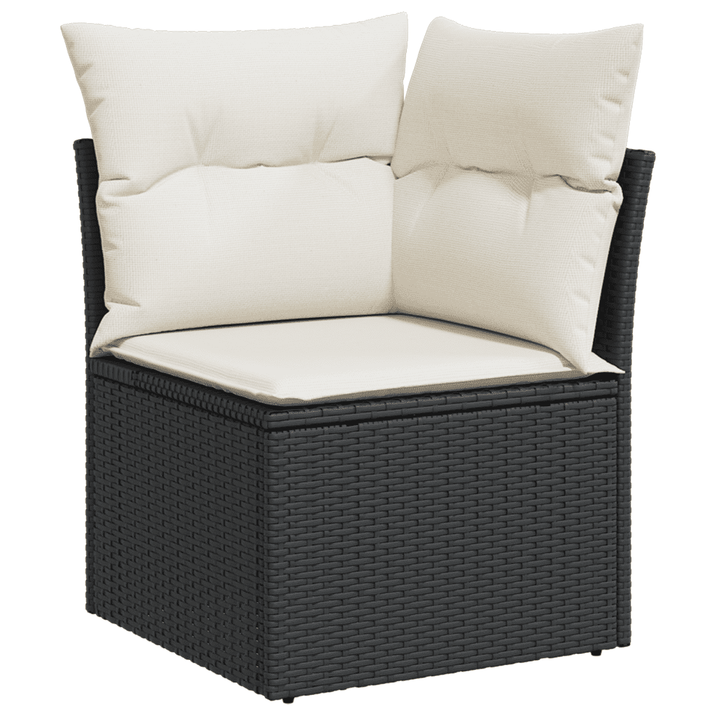 vidaXL 8 Piece Garden Sofa Set with Cushions Black Poly Rattan