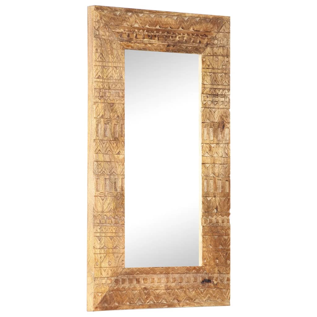 vidaXL Hand-Carved Mirror 80x50x2.5 cm Solid Mango Wood