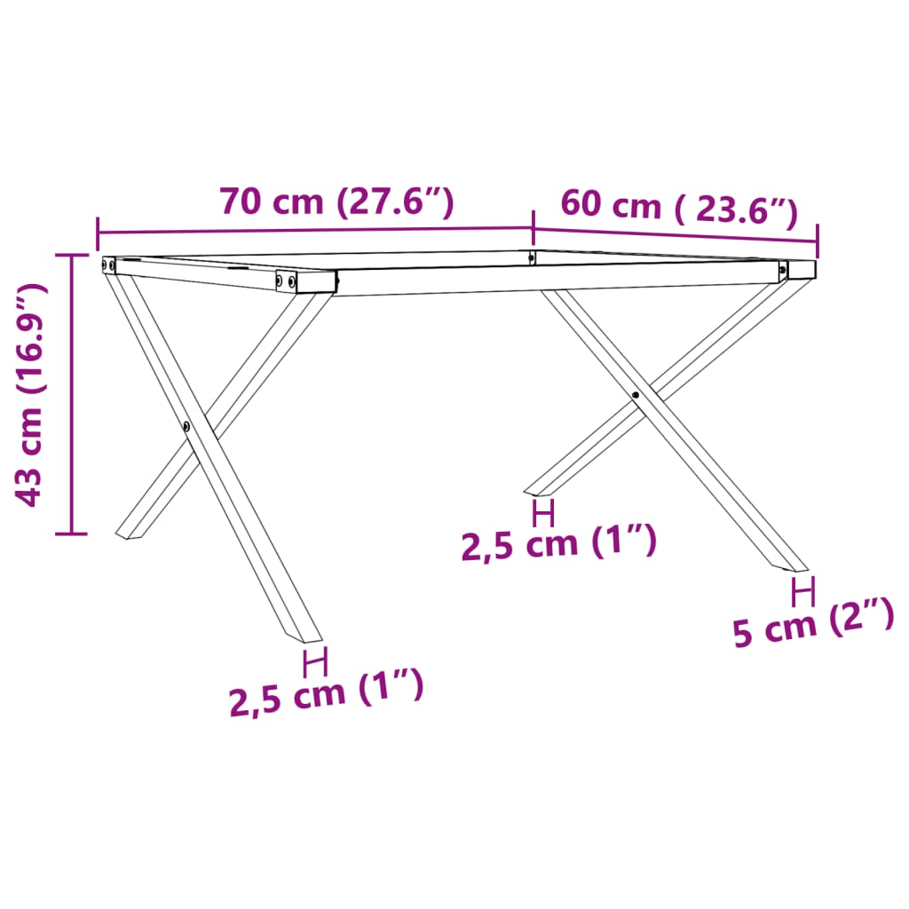 vidaXL Coffee Table Legs X-Frame 70x60x43 cm Cast Iron