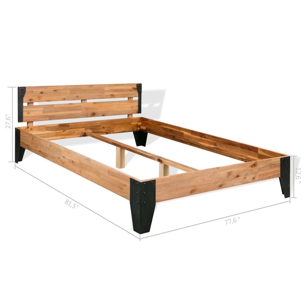 vidaXL Bed Frame Solid Acacia Wood Steel 193x203 cm
