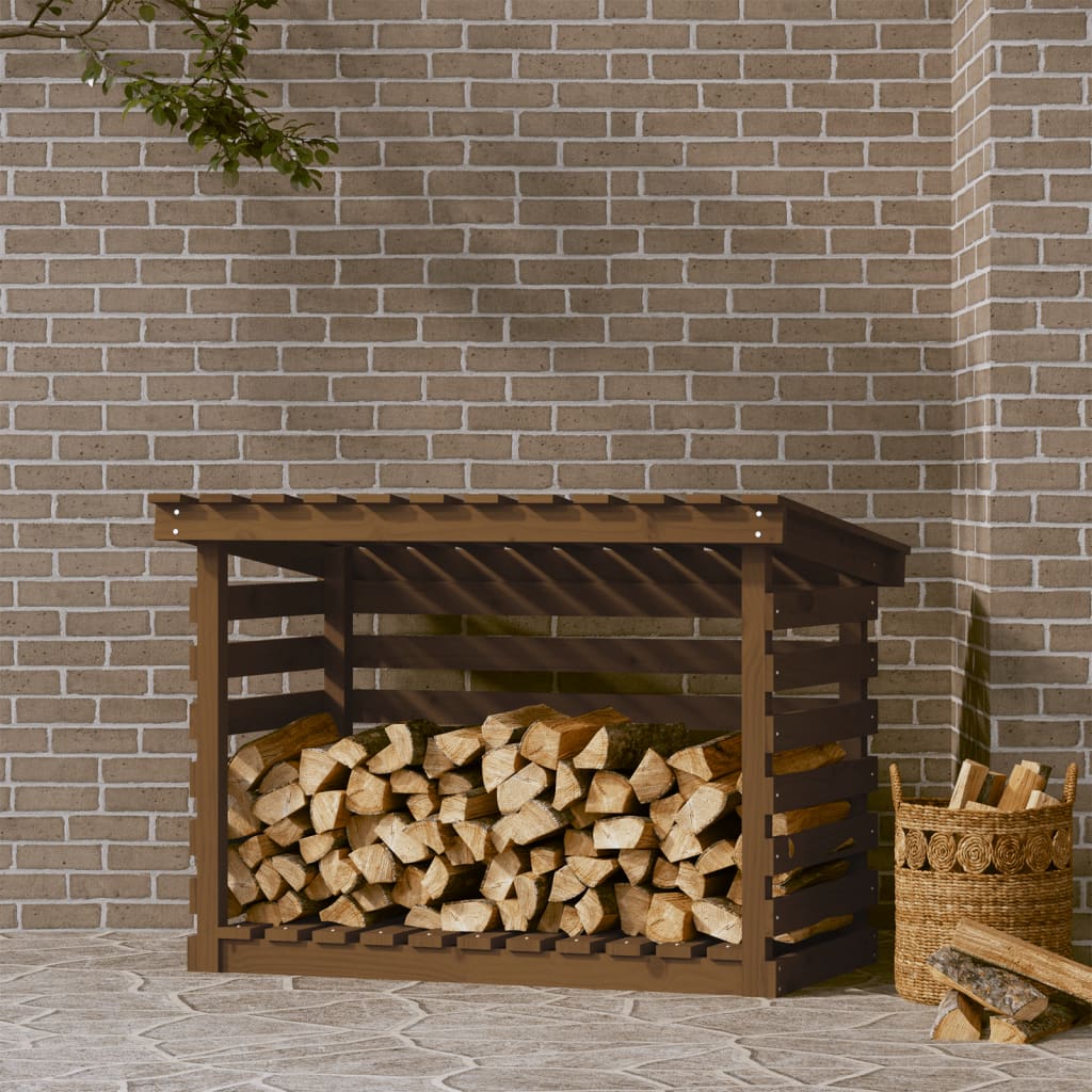 vidaXL Firewood Rack Honey Brown 108x73x79 cm Solid Wood Pine