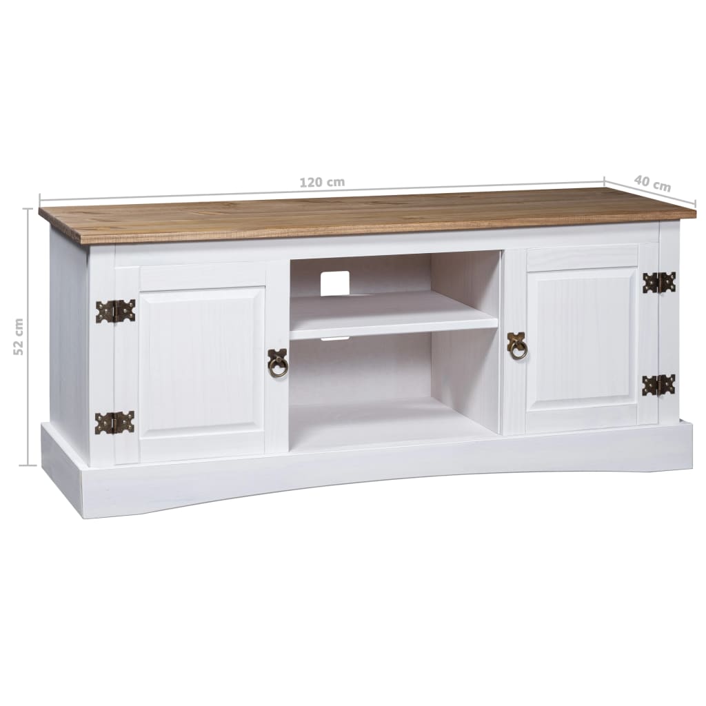 vidaXL TV Mexican Pine Corona Range White 120x40x52 cm vidaXL
