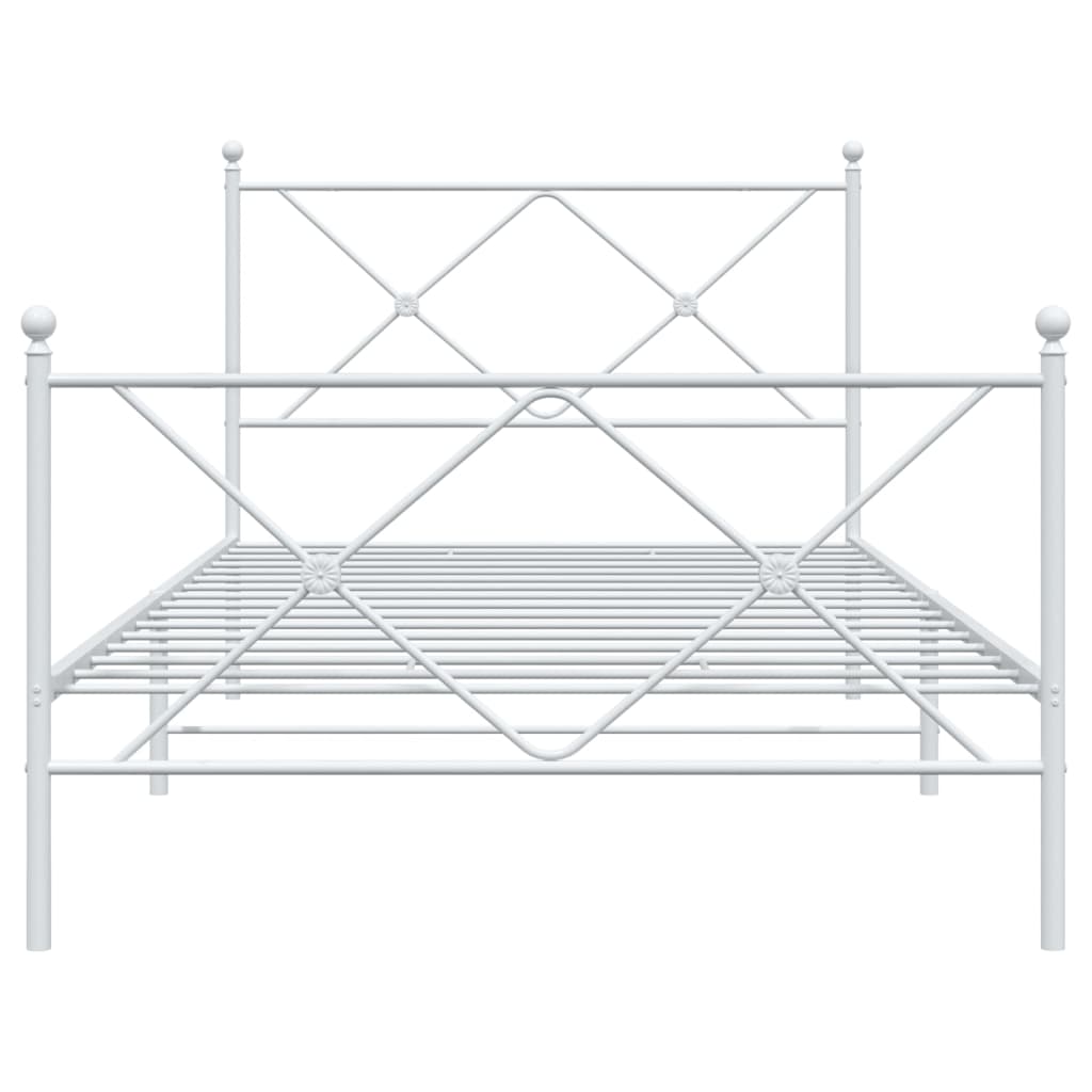 vidaXL Metal Bed Frame with Headboard White 107x203 cm