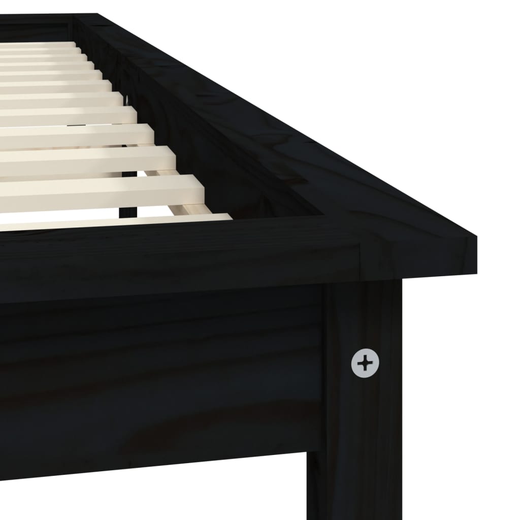 vidaXL Bed Frame Black 120x200 cm Solid Wood Pine