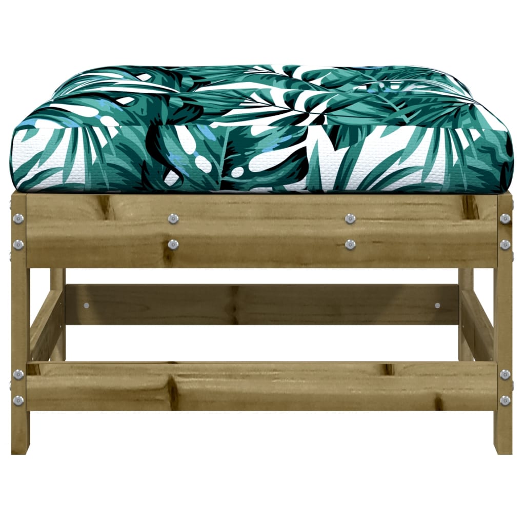 vidaXL Garden Footstool with Cushion Impregnated Wood Pine