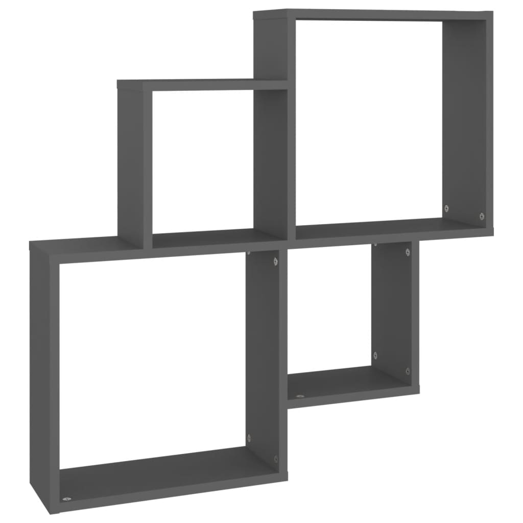 vidaXL Wall Cube Shelf Grey 80x15x78.5 cm Engineered Wood