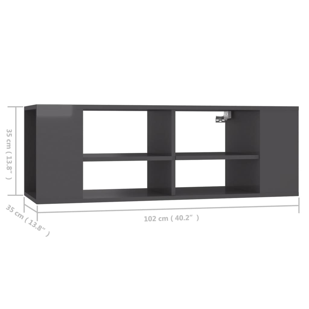 vidaXL Wall-Mounted TV Cabinet Grey 102x35x35 cm Engineered Wood