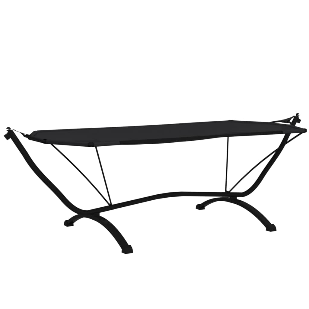vidaXL Outdoor Lounge Bed with Canopy Black Steel and Oxford Fabric