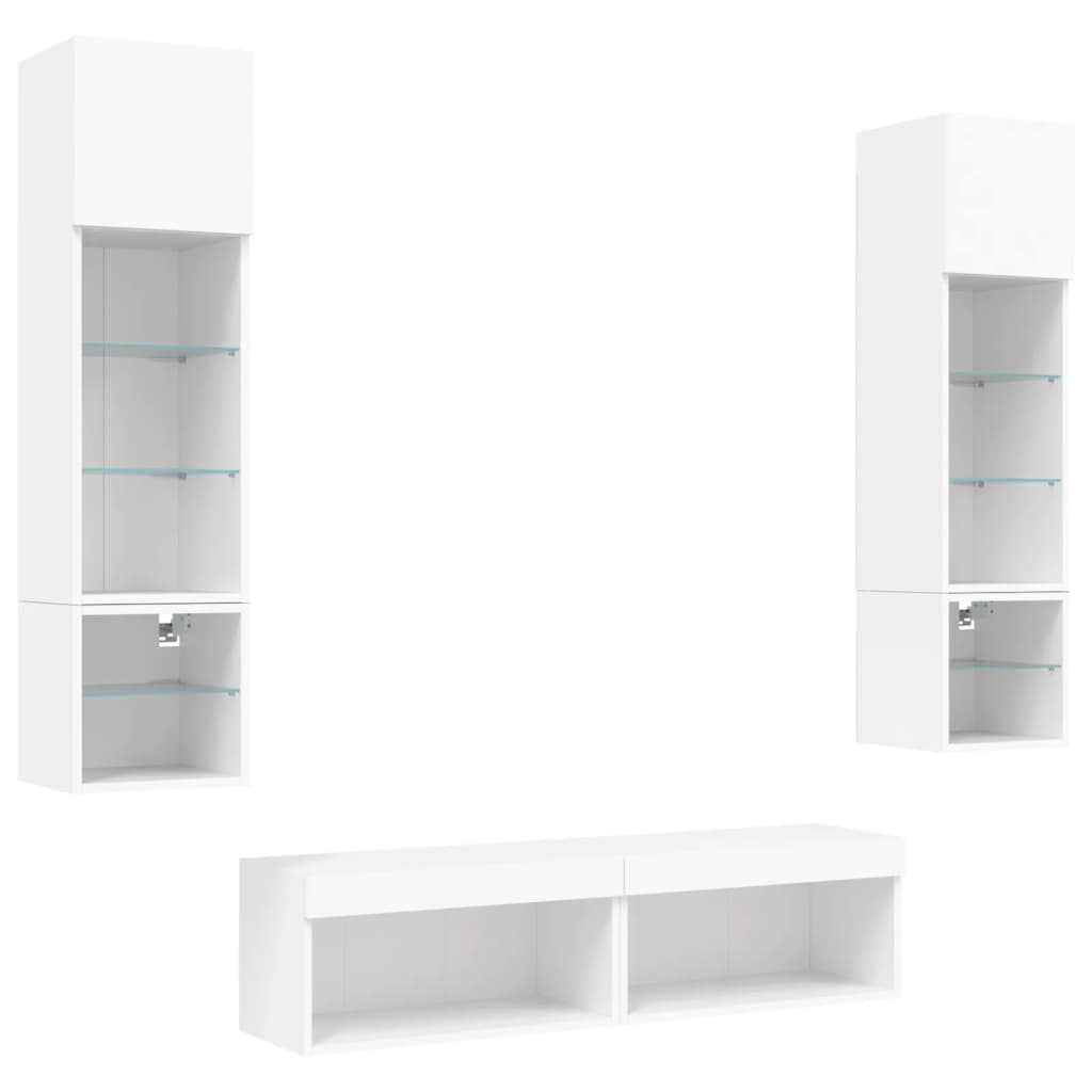 vidaXL 6 Piece TV Wall Units with LED White Engineered Wood