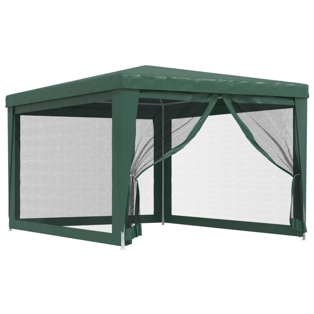 vidaXL Party Tent with 4 Mesh Sidewalls Green 3x4 m HDPE