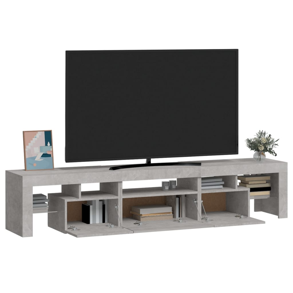 vidaXL TV Cabinet with LED Lights Concrete Grey 200x36.5x40 cm