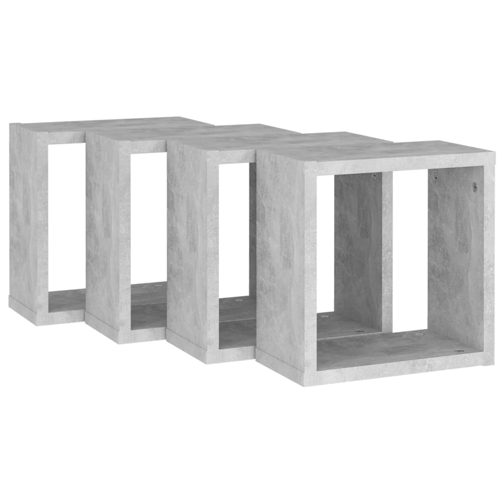 vidaXL Wall Cube Shelves 4 pcs Concrete Grey 30x15x30 cm