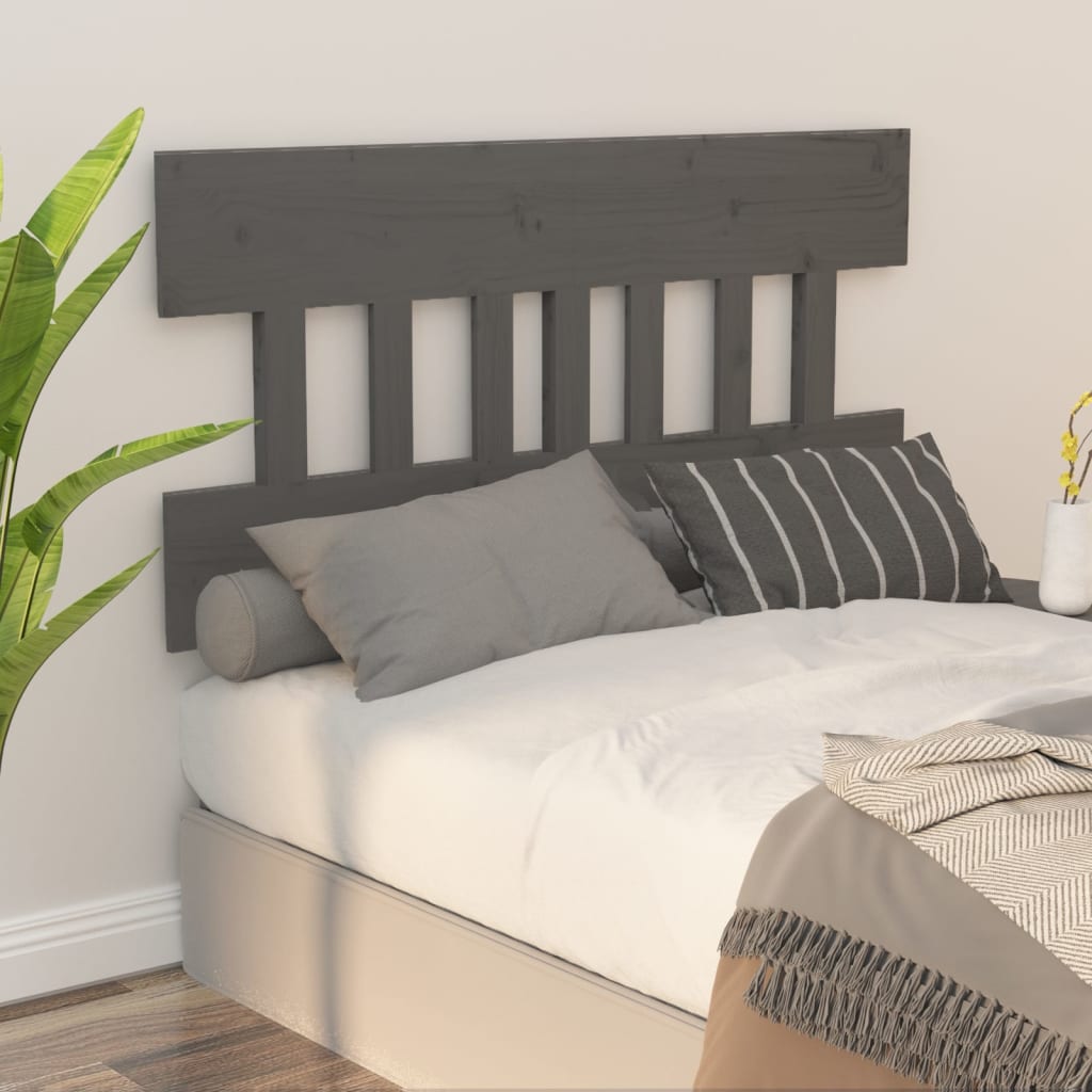 vidaXL Bed Headboard Grey 203.5x3x81 cm Solid Wood Pine