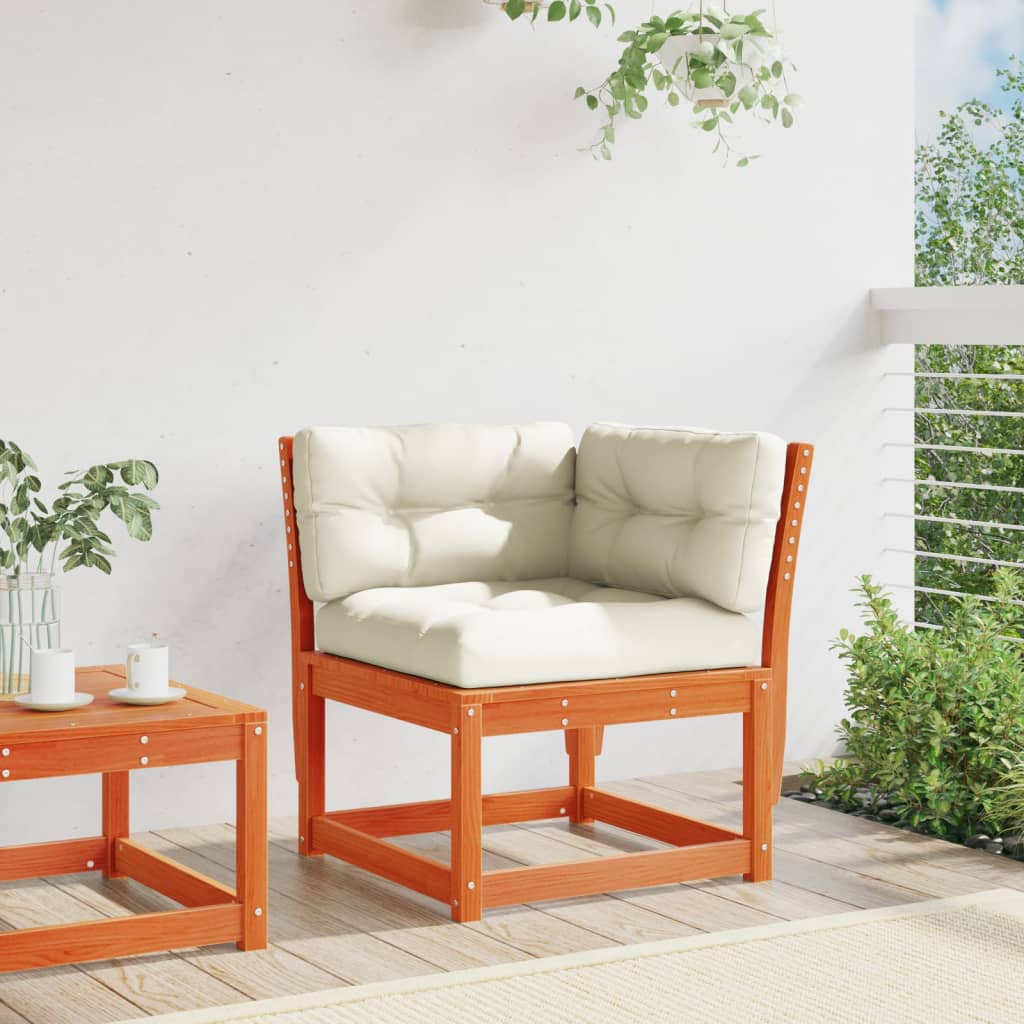 vidaXL Garden Sofa Corner with Cushions Wax Brown 73x73x78 cm Solid Wood Pine