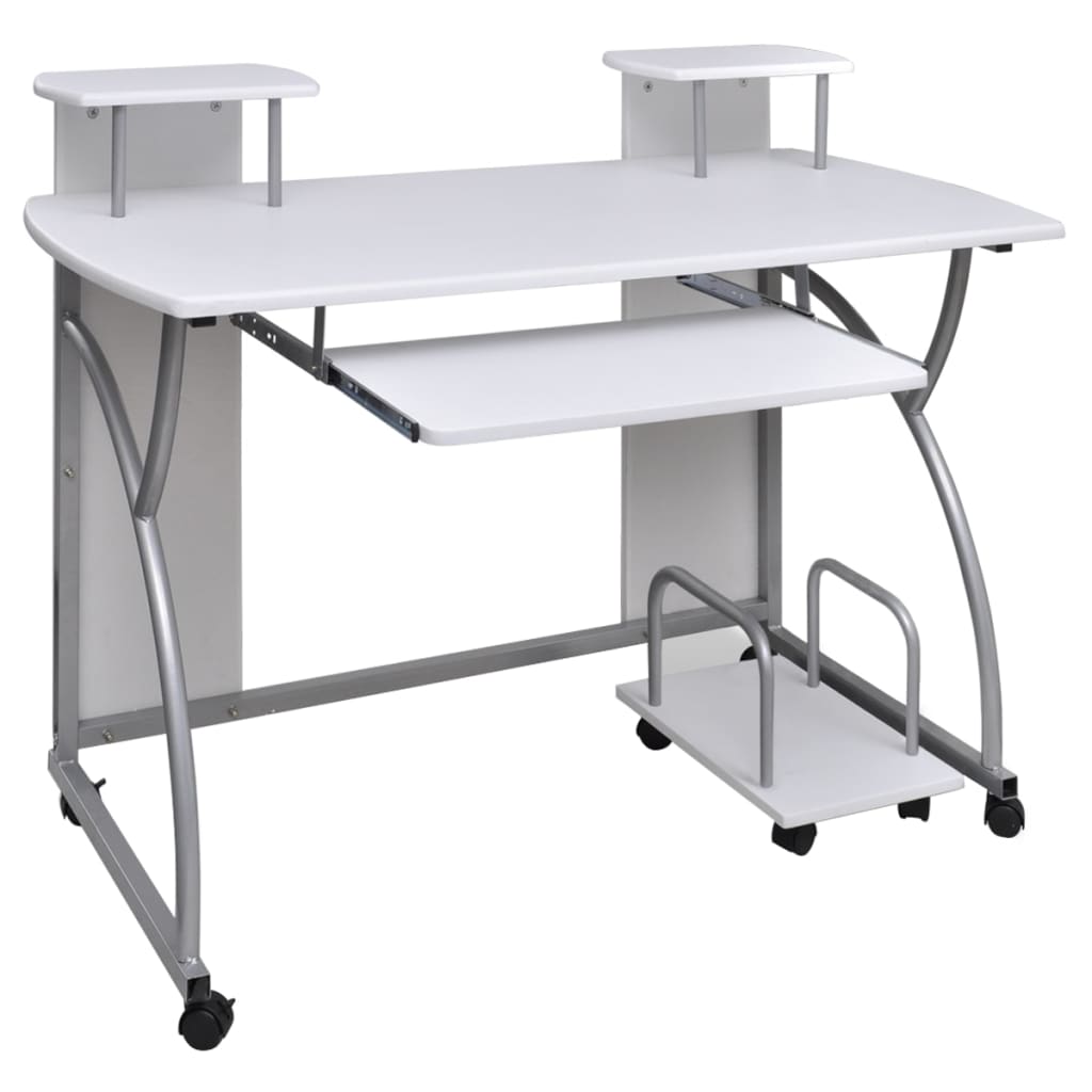 vidaXL Computer Desk with Pull-out Keyboard Tray White