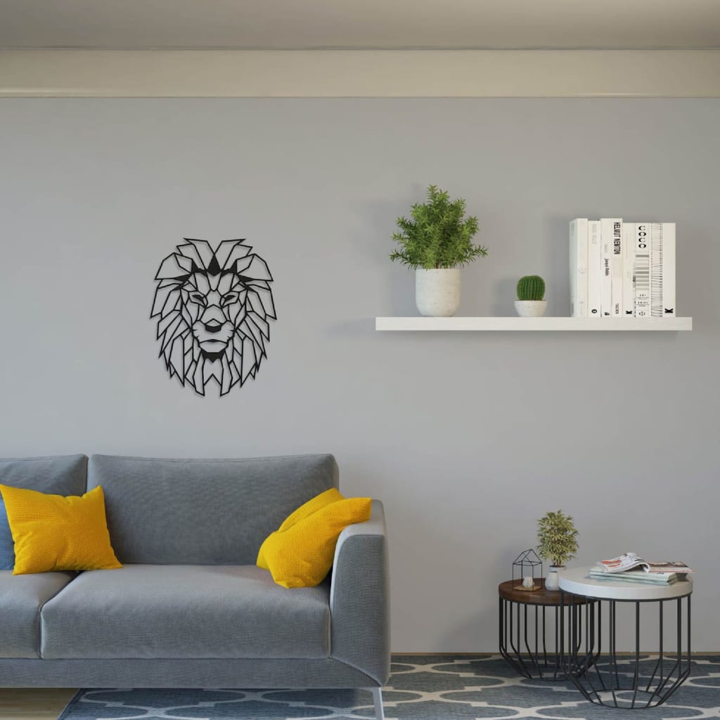 Homemania Wall Decoration Lion 40x50 cm Steel Black
