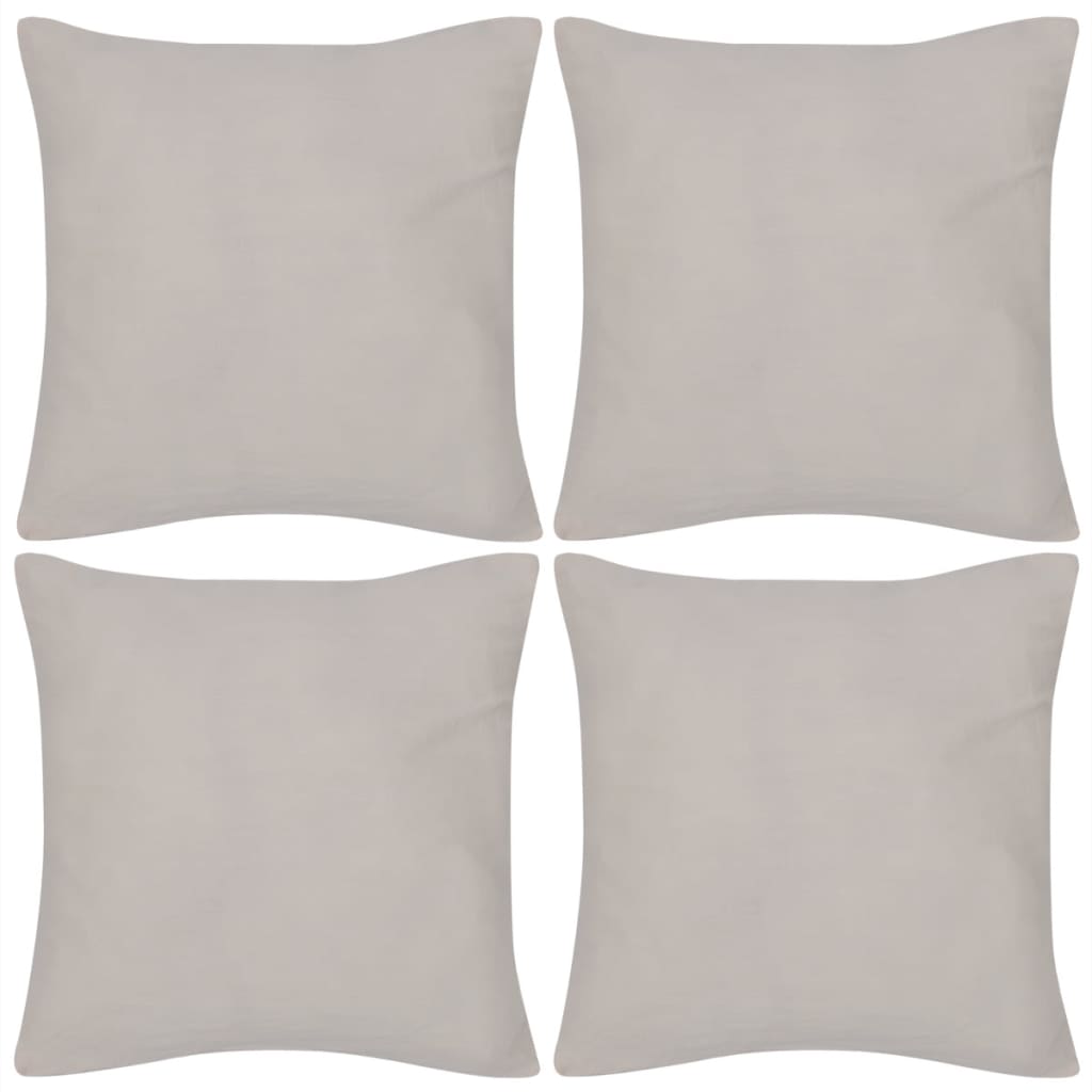 4 Beige Cushion Covers Cotton 80 x 80 cm