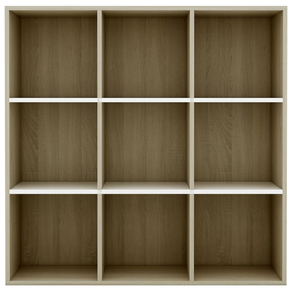 vidaXL Book Cabinet White and Sonoma Oak 98x29x97.5 cm Engineered Wood