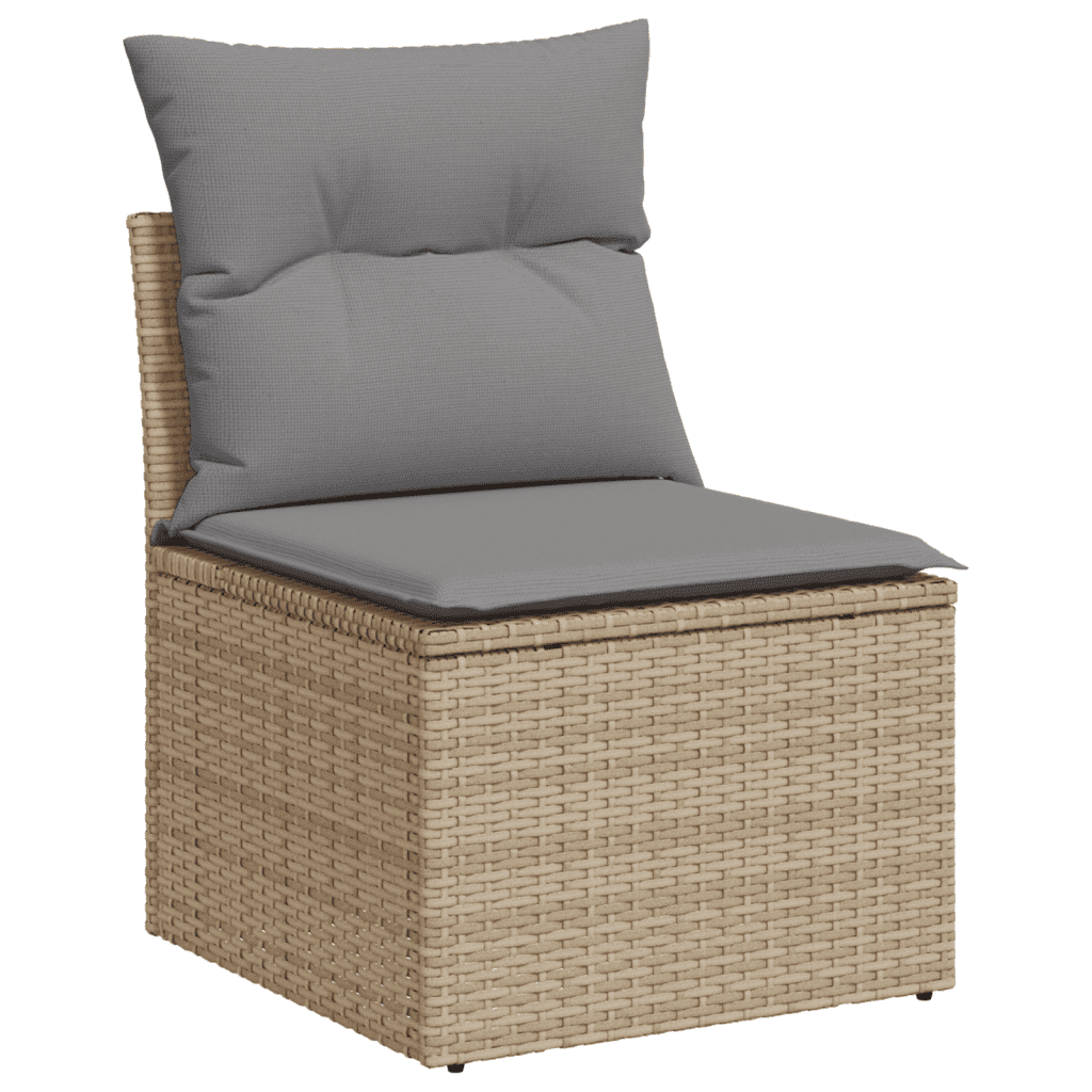vidaXL 10 Piece Garden Sofa Set with Cushions Beige Poly Rattan