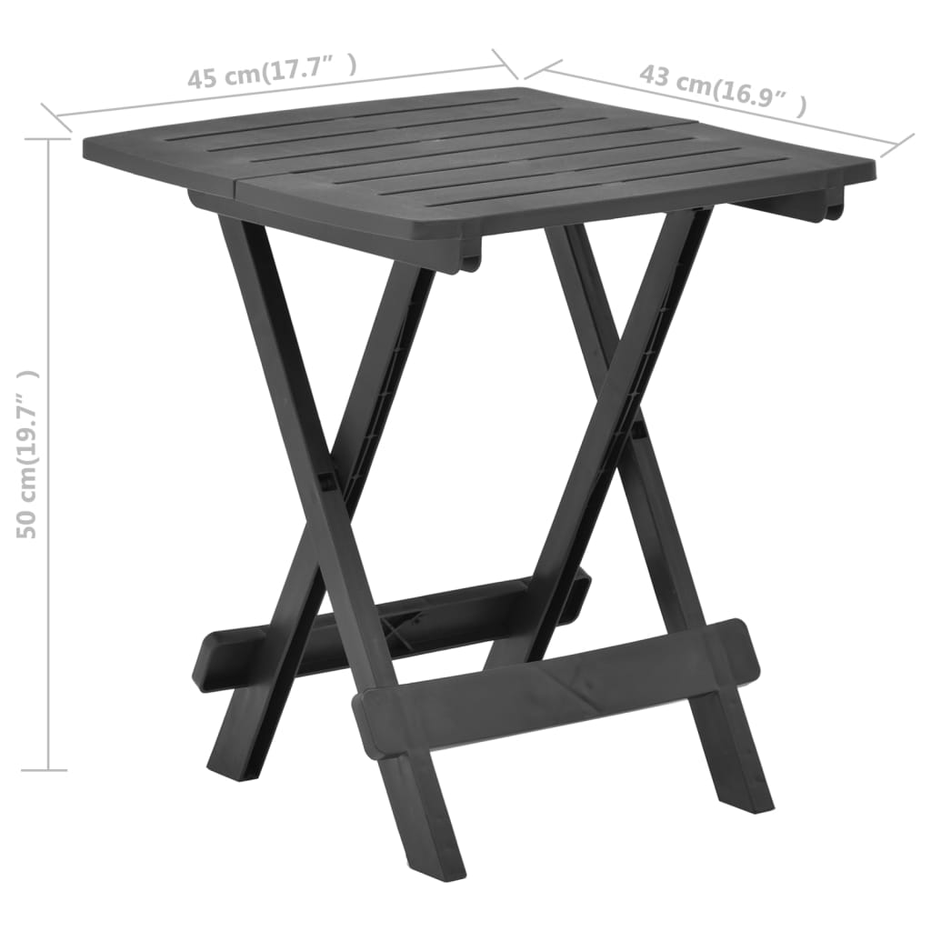vidaXL Folding Garden Table Anthracite 45x43x50 cm Plastic