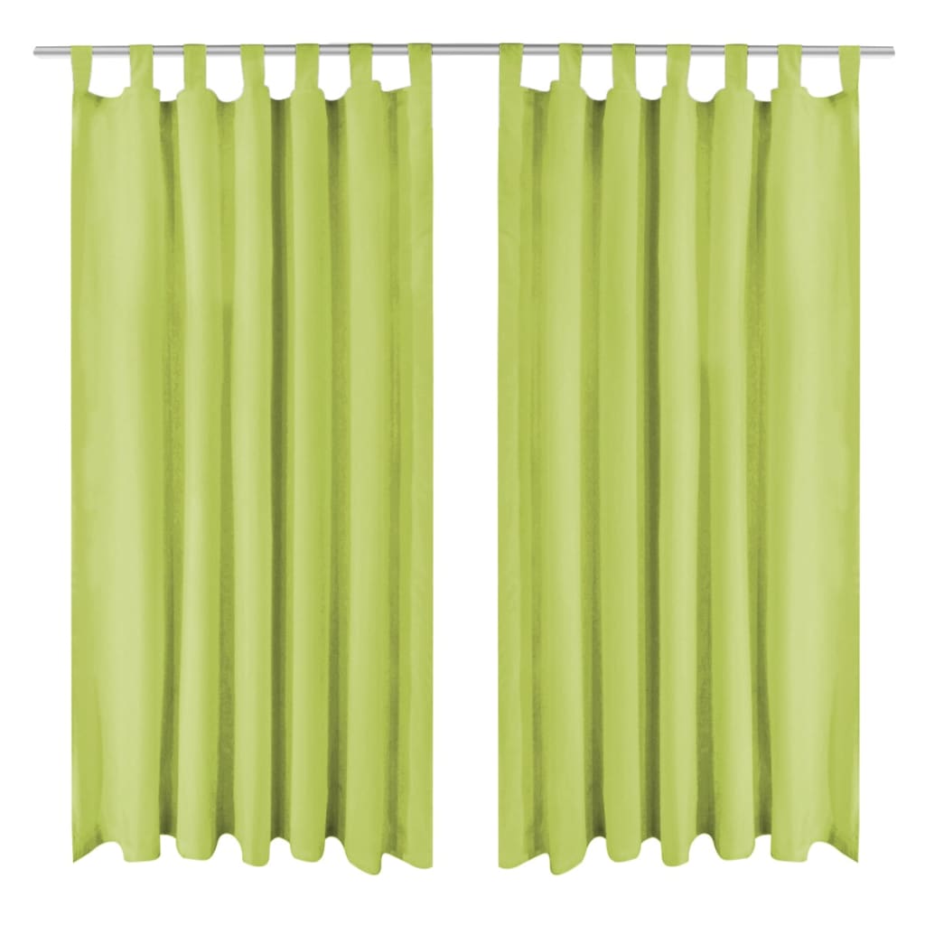 vidaXL Micro-Satin Curtains 2 pcs with Loops 140x225 cm Green