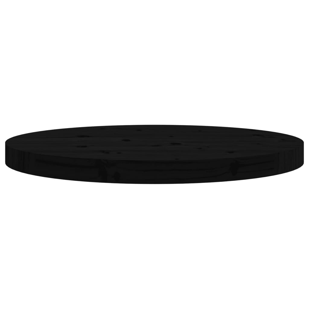 vidaXL Table Top Round Black Ø50x3 cm Solid Wood Pine
