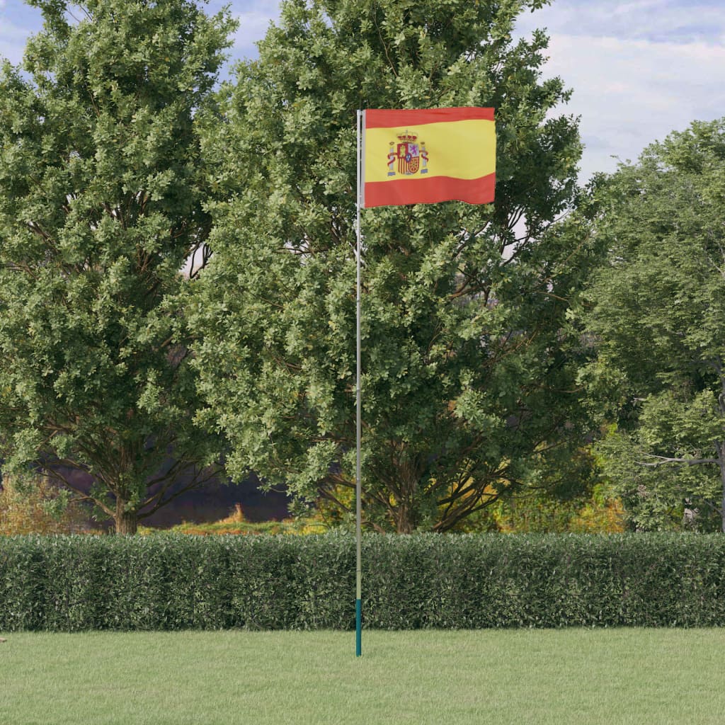 vidaXL Spain Flag and Pole 5.55 m Aluminium
