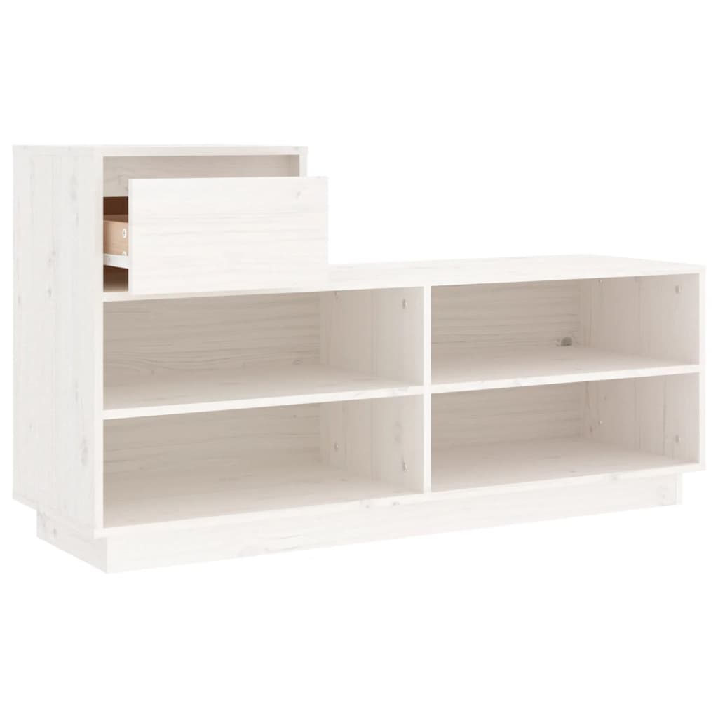 vidaXL Shoe Cabinet White 110x34x61 cm Solid Wood Pine