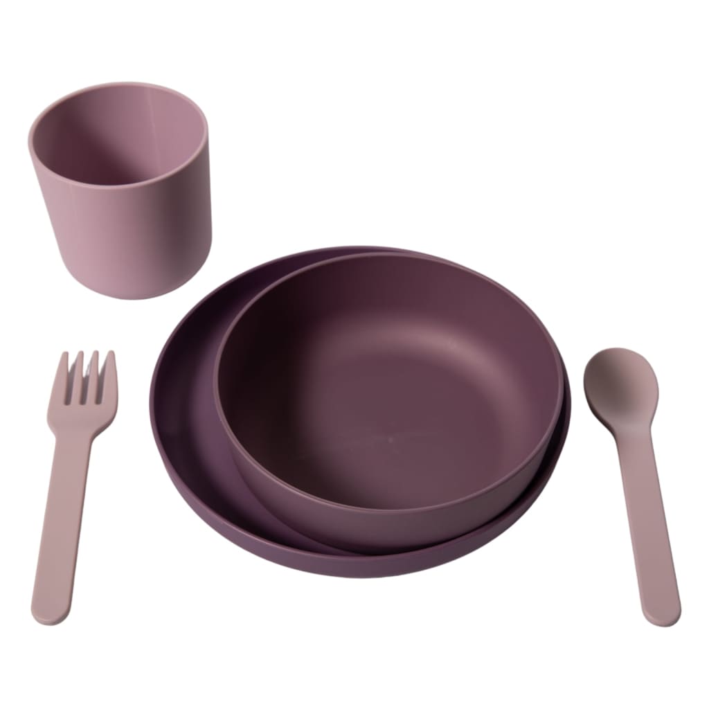 Bo Jungle 5 Piece Baby Tableware Set CPLA Purple and Pink