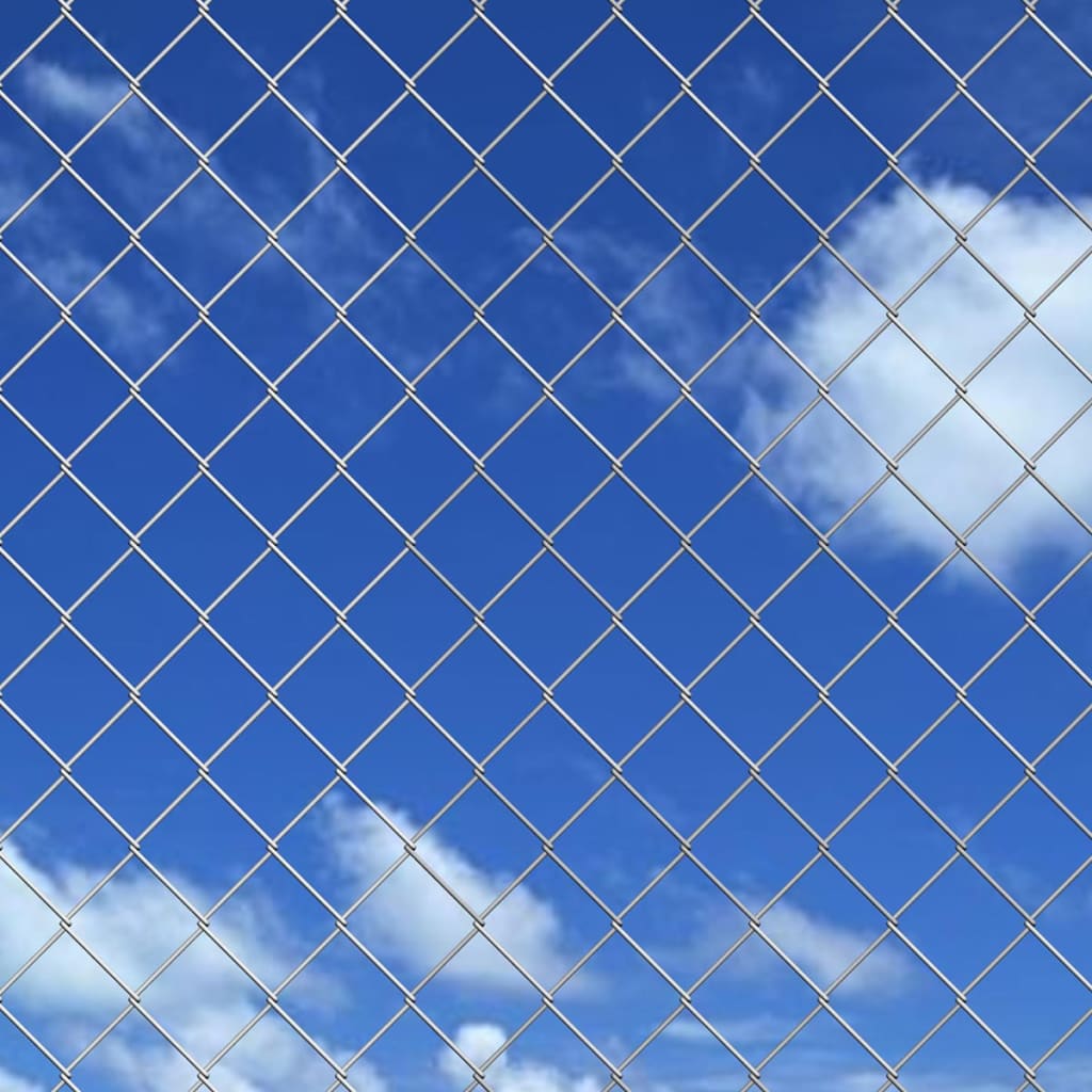 vidaXL Chain Link Fence with Posts Galvanised Steel 25x1 m Silver