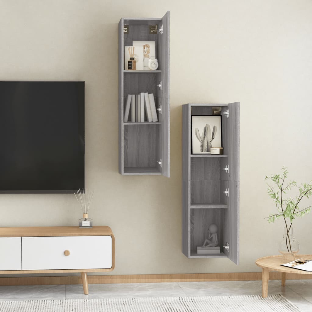 vidaXL Wall-mounted TV Cabinets 2 pcs Grey Sonoma 30.5x30x110 cm