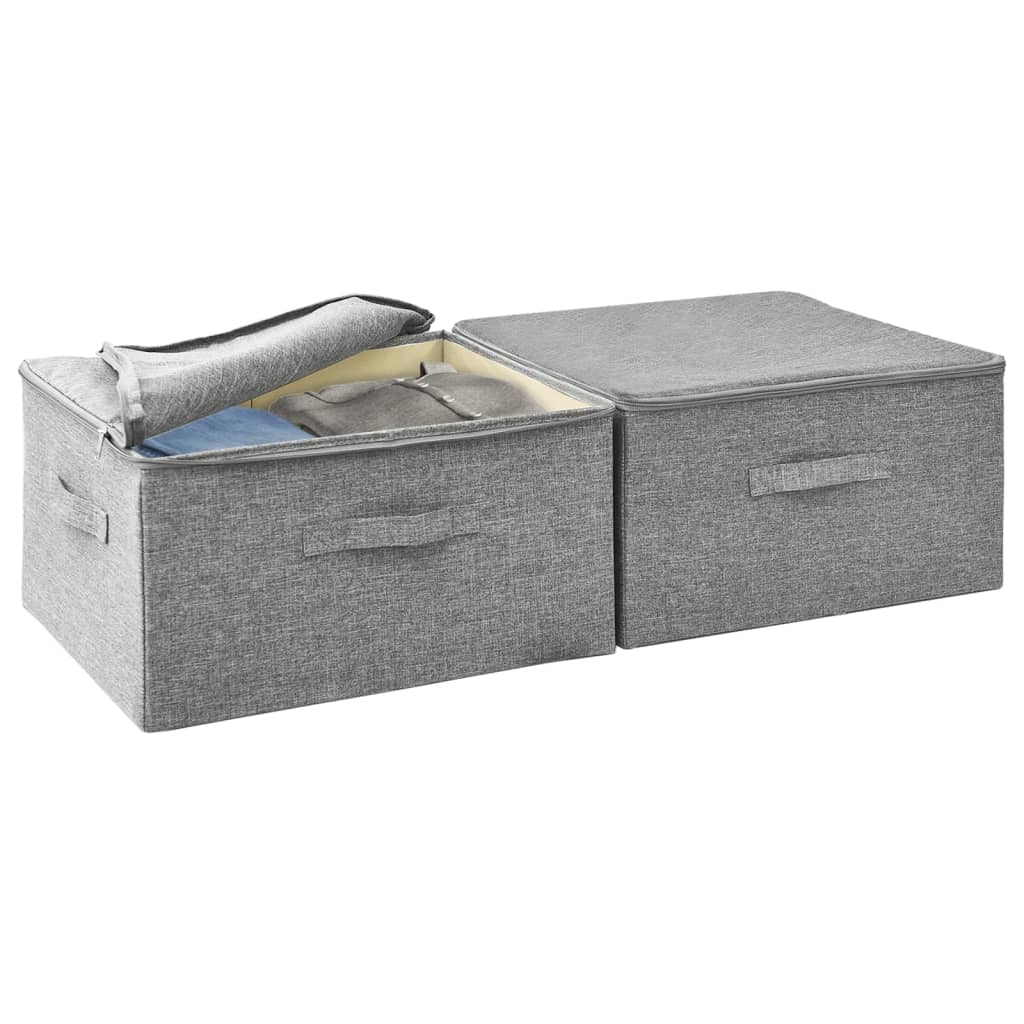 vidaXL Storage Boxes 2 pcs Fabric 43x34x23 cm Grey