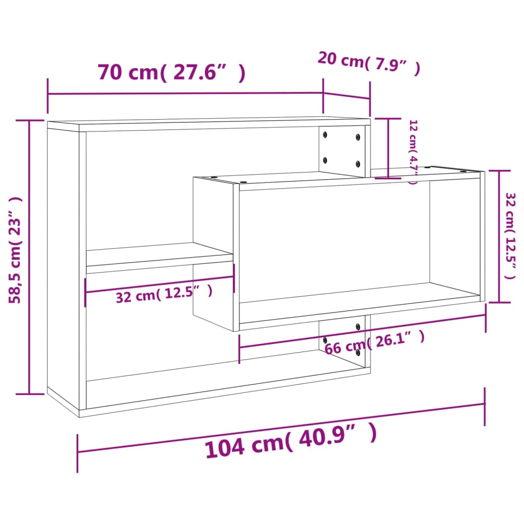 vidaXL Wall Shelf Sonoma Oak 104x20x58.5 cm Engineered Wood
